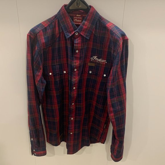 Indian Motorcycle plaid button down shirt with pearl snaps Size Small - Picture 1 of 12